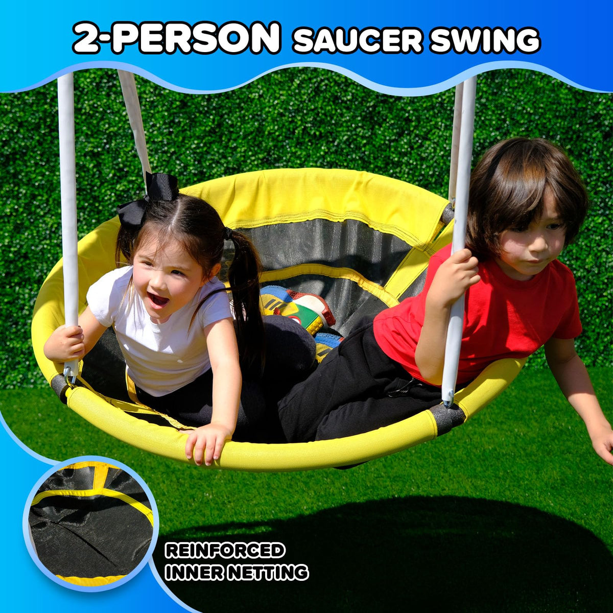 Sportspower Swing and Play foam-padded frame enhances safety during play