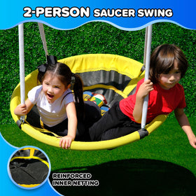 Sportspower Swing and Play foam-padded frame enhances safety during play