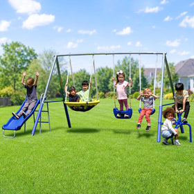 Sportspower Taylor 5ft slide in action offering safe backyard thrills.