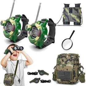 SportsVoutdoors walkie talkies for kids in camouflage, ready for outdoor exploration.