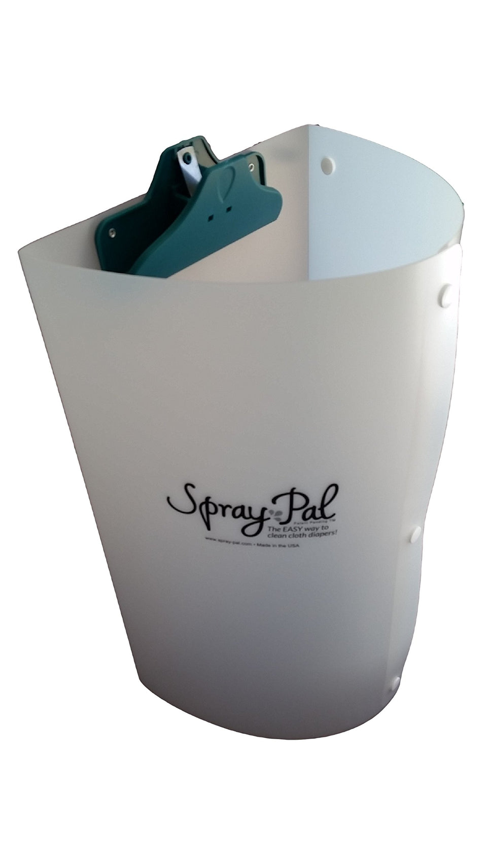 Spray Pal splatter shield keeps diaper sprayer clean and splash-free.