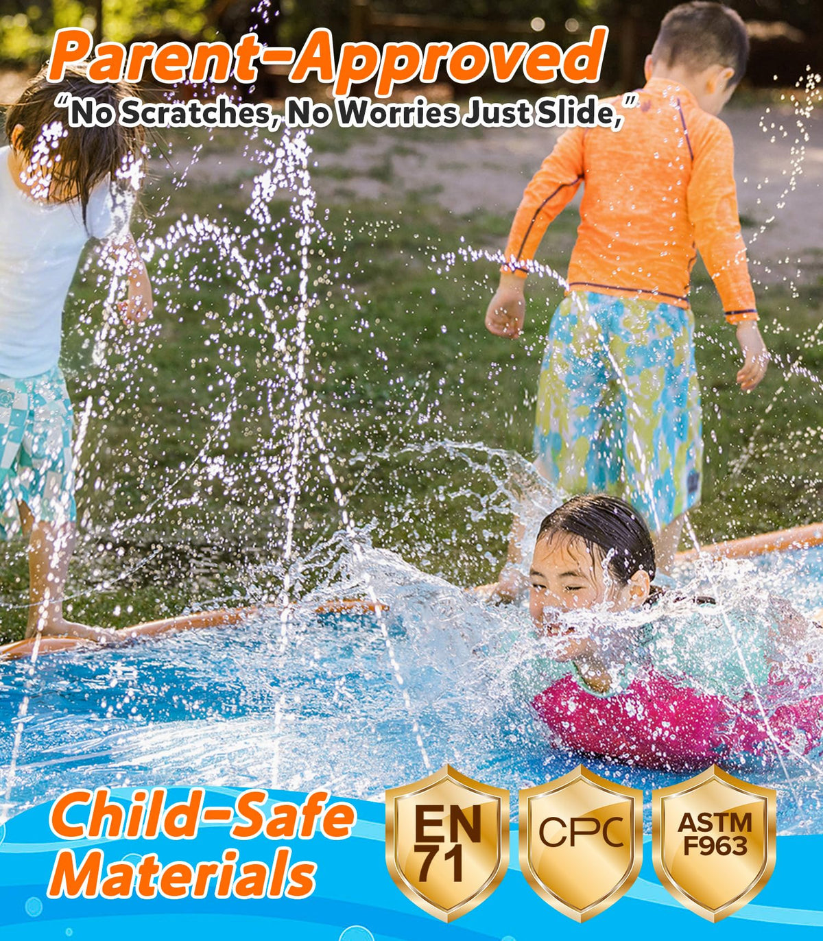 Clear setup instructions simplify backyard assembly of the Spring Water slide