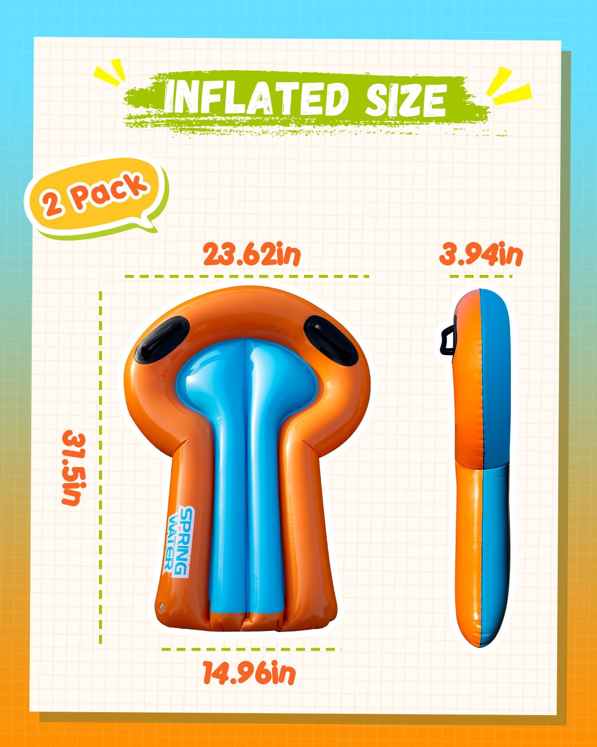 Dual-color design of Spring Water bodyboard appeals to kids.