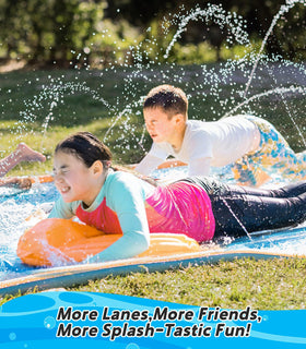 Sturdy ground nails secure the Spring Water slide on grass