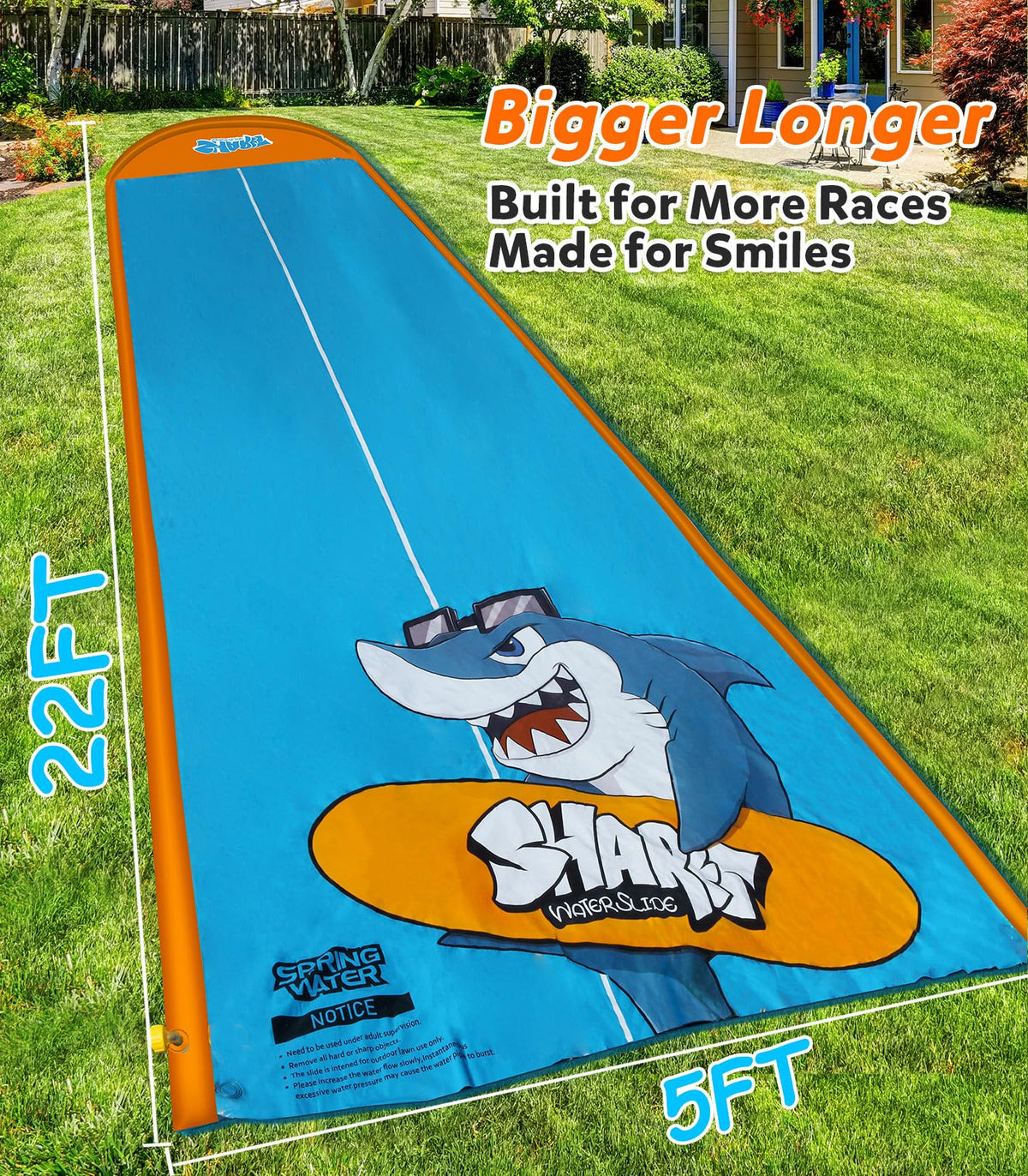 Spring Water shark-pattern inflatable bodyboard for kids' race