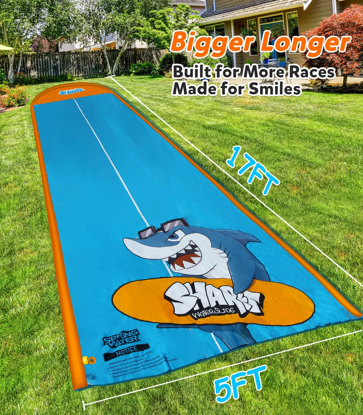 Spring Water slip and slide orange-pattern design for kids' racing