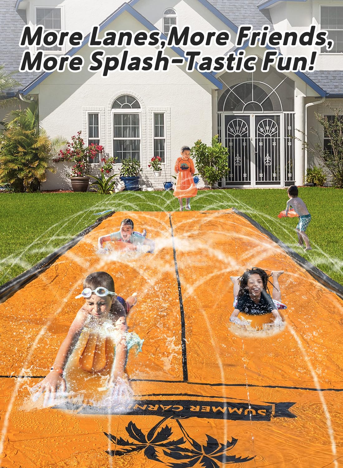 Spring Water orange pattern option enhances colorful backyard play
