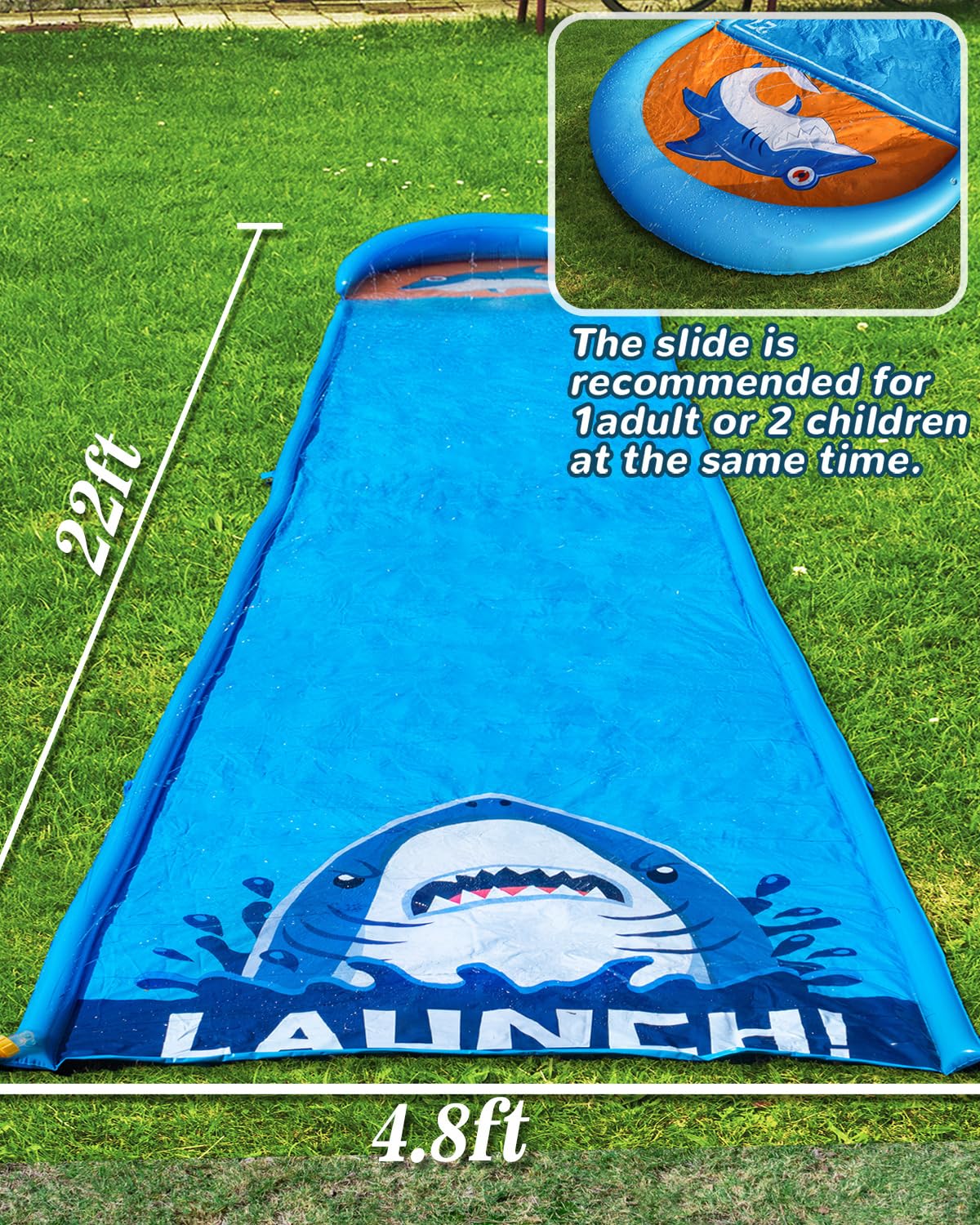 Spring Water Slip and Water Slide with built-in sprinklers for a smooth glide.