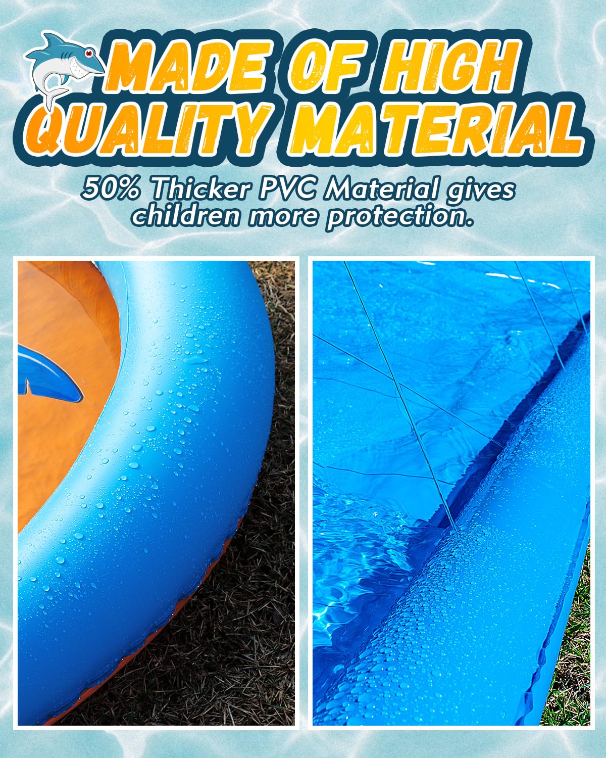 Spring Water Slip and Water Slide shows inflatable side rails and cushioned bumper for safety.
