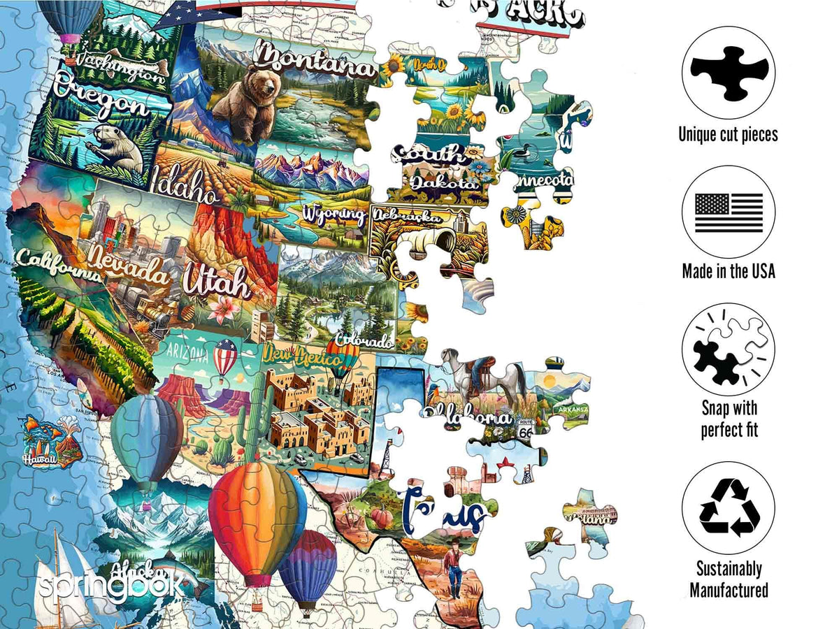 Springbok coast-to-coast landmarks puzzle, vibrant colors for cozy evenings.
