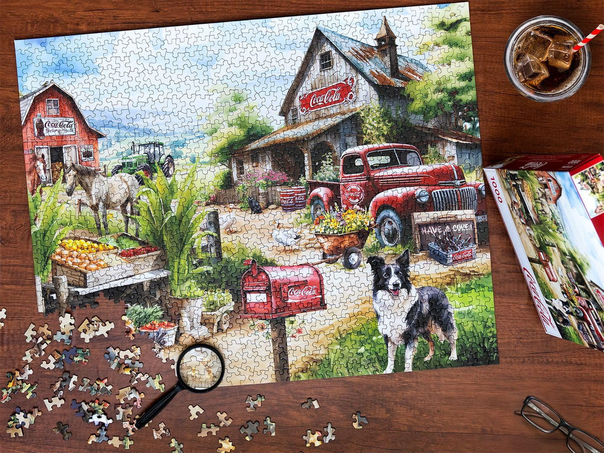Springbok Coca-Cola Countryside Market USA made puzzle supports craftsmanship