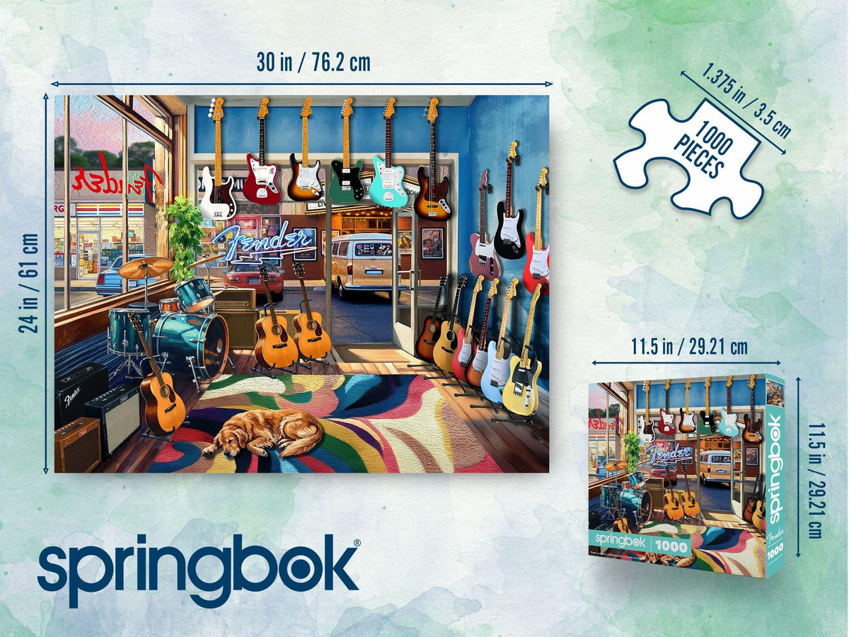 Springbok artwork features vibrant colors that bring the shop scene to life.