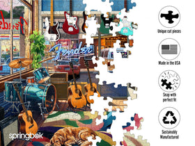 Springbok recycled board and soy inks support durable, eco-friendly puzzling.