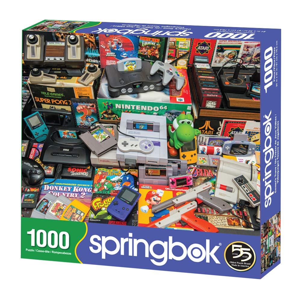 Springbok Gamer's Trove puzzle artwork close-up featuring Atari and Nintendo themes
