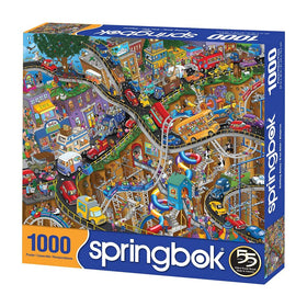 Springbok Getting Away cartoon characters highlight playful, family-friendly puzzle sessions