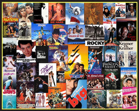 Springbok Going to The Movies poster collage puzzle—vibrant colors for cozy family evenings.