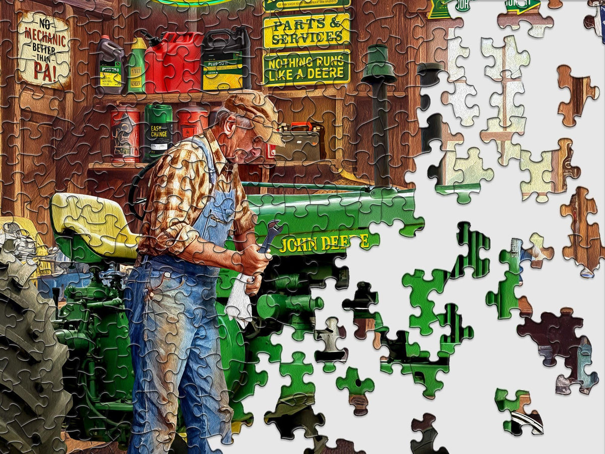 Springbok Grandpa's Garage is made in the USA on recycled board with soy inks.