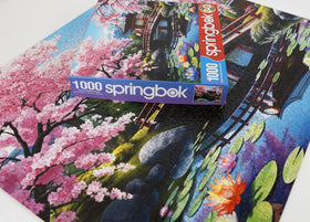 Springbok Haru in Japan puzzle displays pagoda scene for conversation and focus.