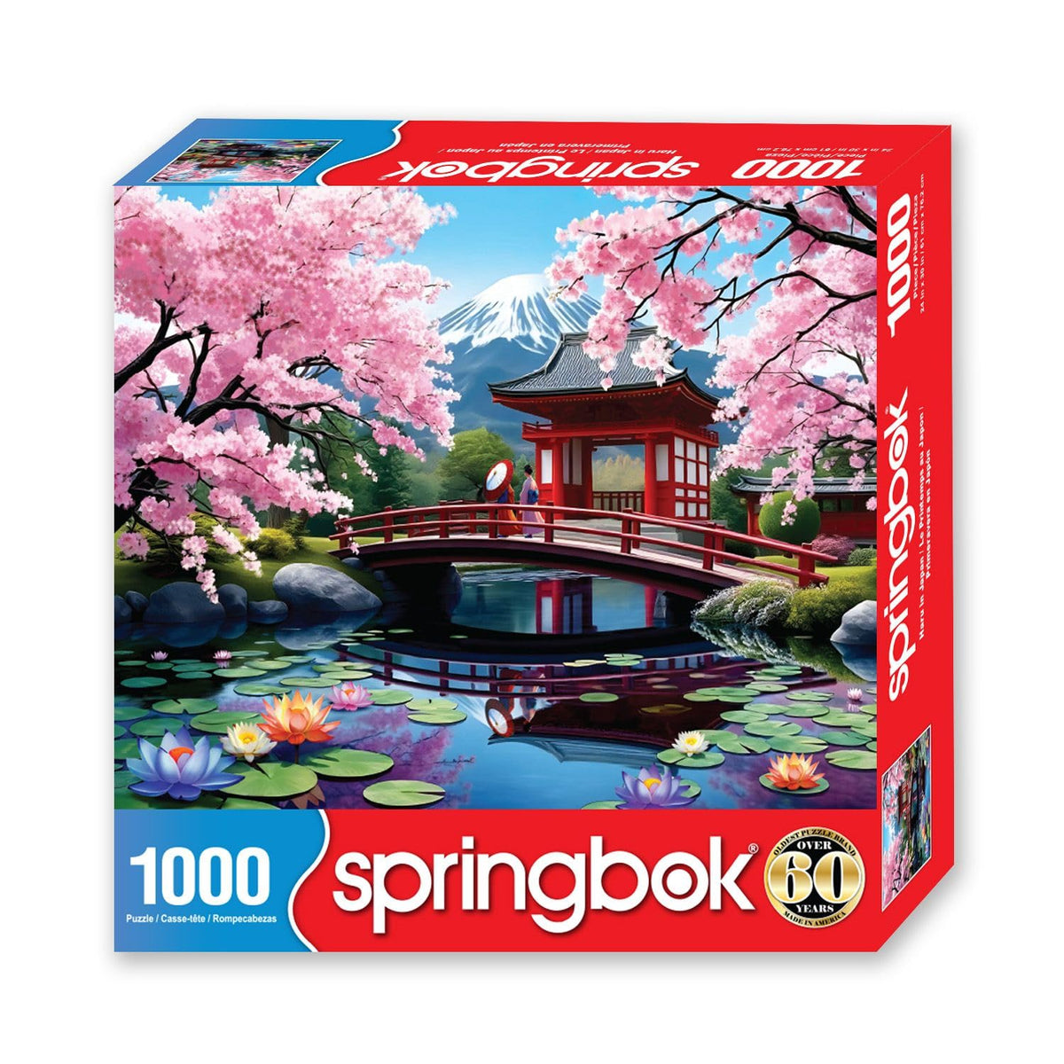 Springbok Haru in Japan puzzle shows pond with lotus for mindful solo puzzling.
