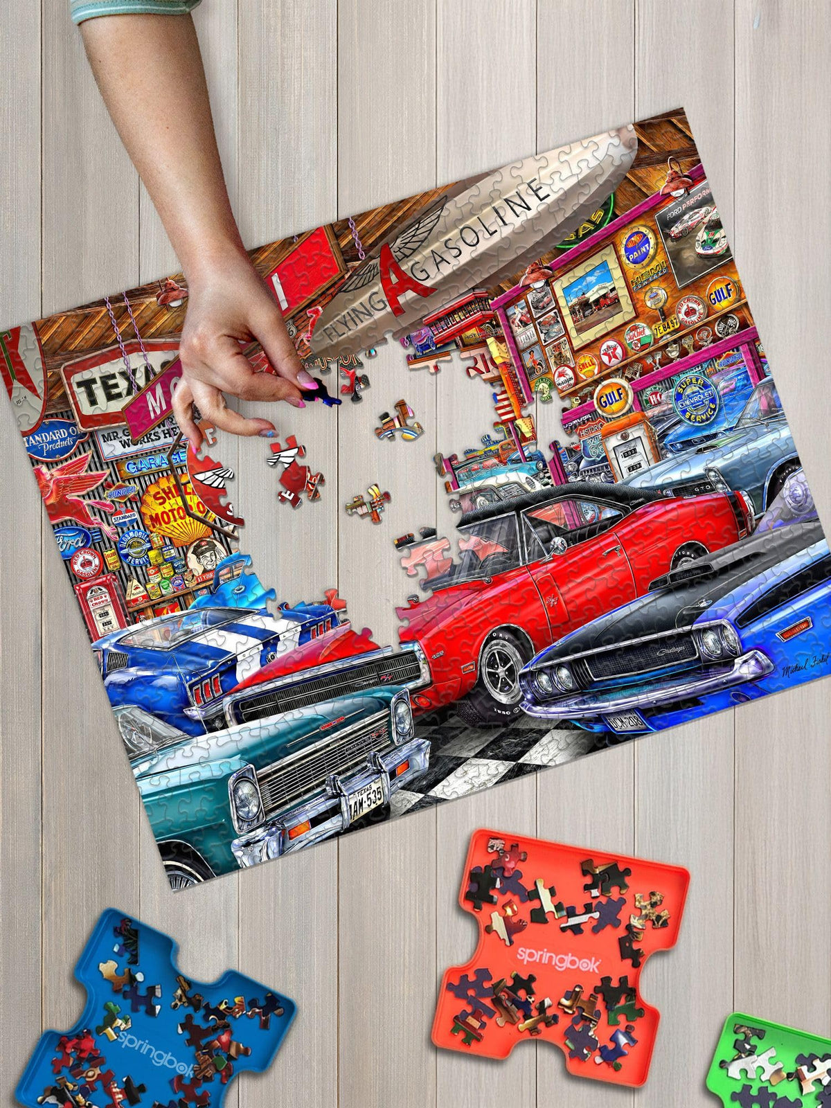 Springbok Muscle Car Museum puzzle eco-friendly materials support sustainable crafting