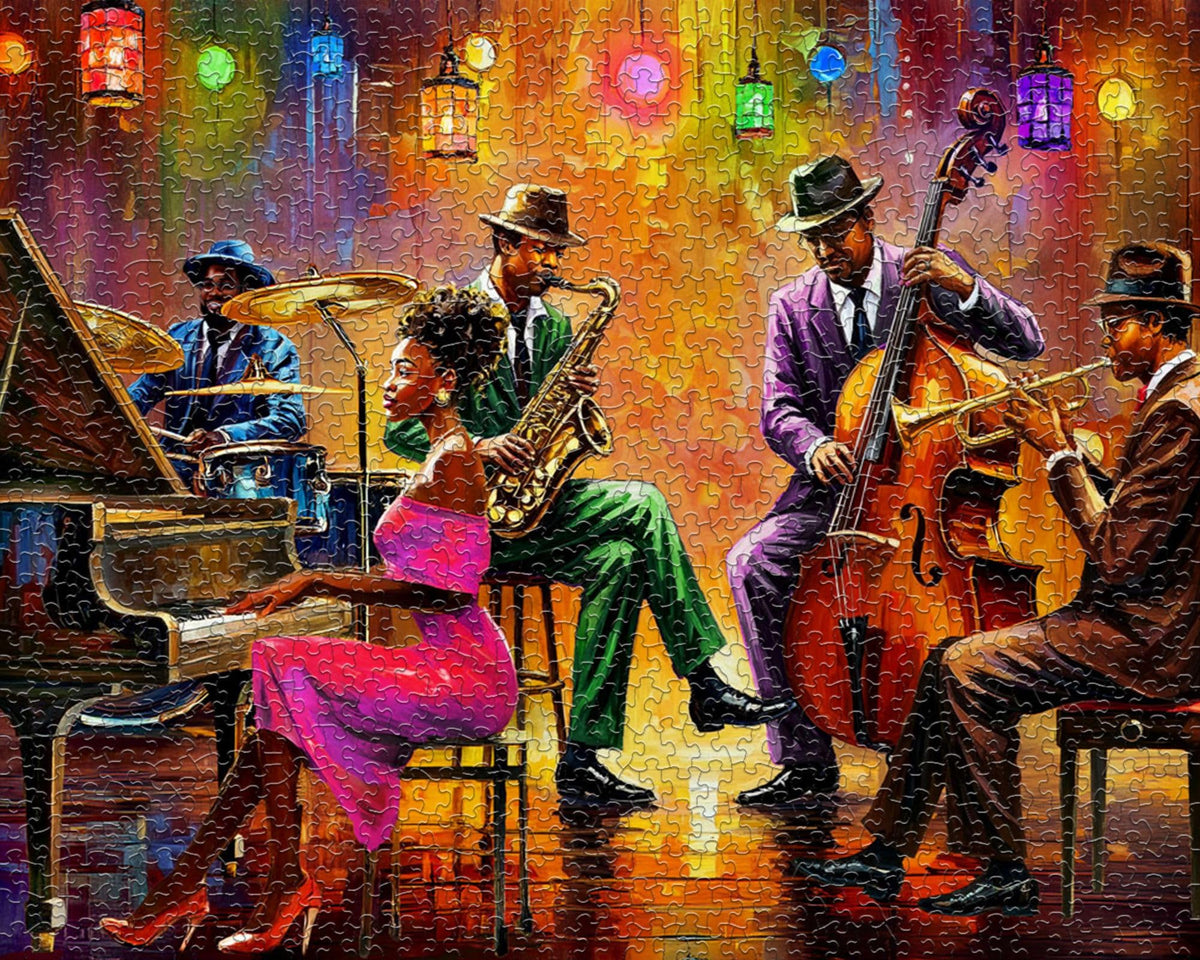 Springbok Neon Notes 1000-piece puzzle assembly showing large finished size