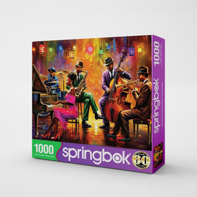 Springbok Neon Notes vibrant jazz outfits showcasing bold hues for an engaging puzzle