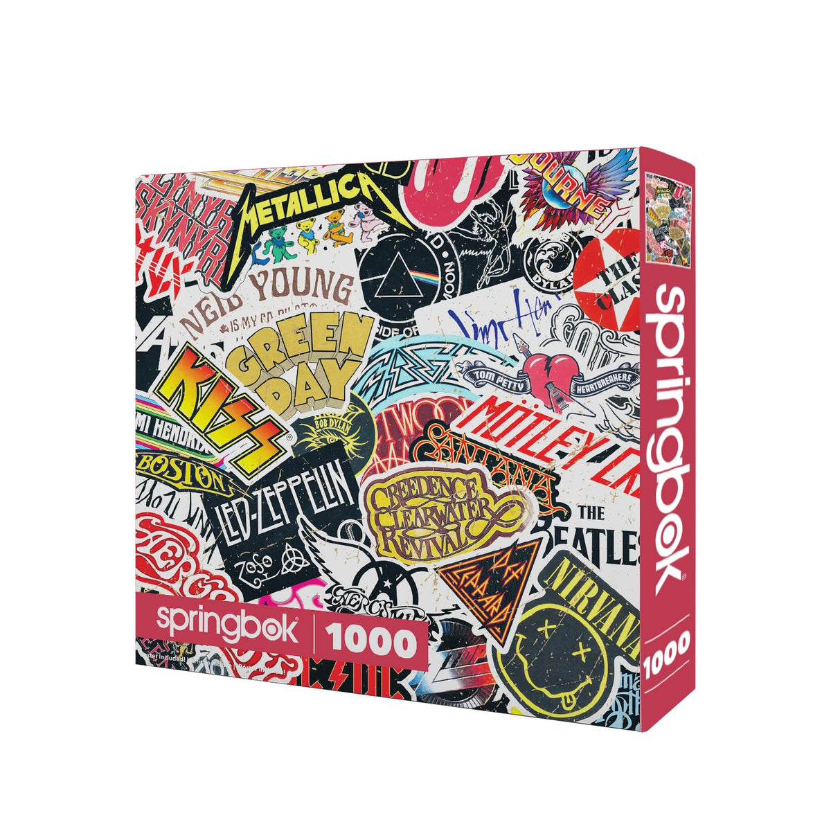 Springbok Rock Roll puzzle band logos highlight iconic rock icons for nostalgic fun.