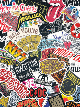 Springbok Rock Roll puzzle cover art with bold colors for a vibrant centerpiece.