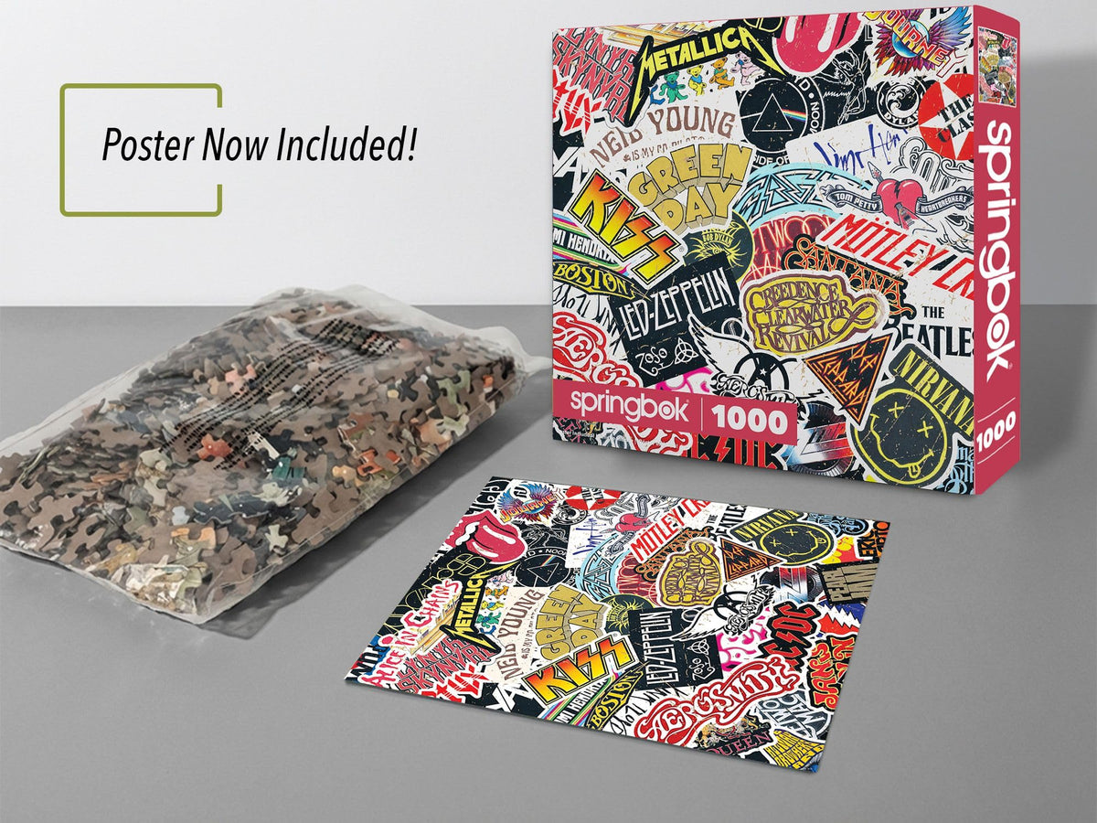 Springbok Rock Roll puzzle vintage graphics evoke retro vibes for themed evenings.
