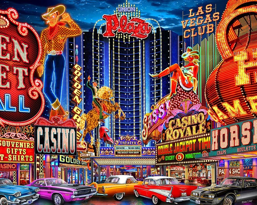 Springbok Viva Las Vegas puzzle neon signs evoke nostalgia and vibrant color.