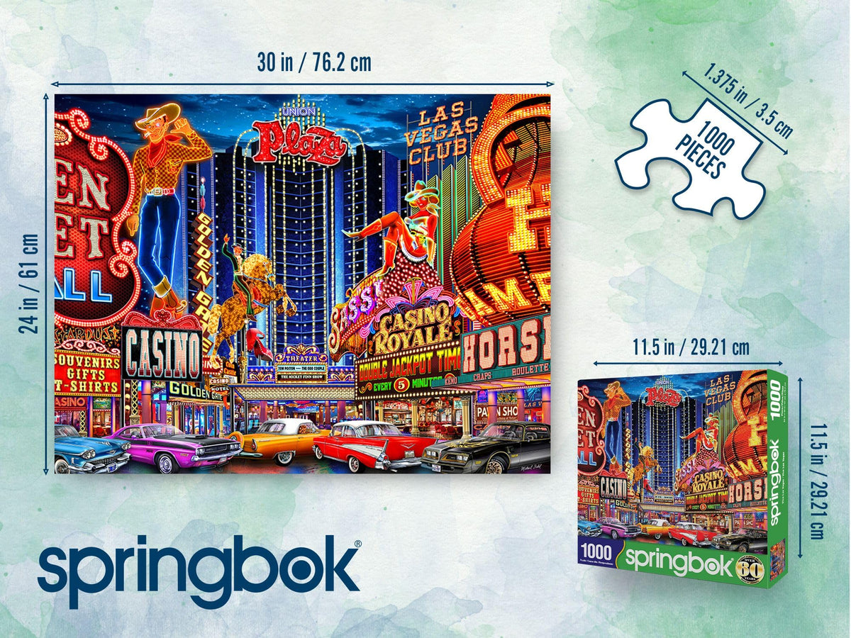 Springbok Viva Las Vegas puzzle strip art showcases bold colors.
