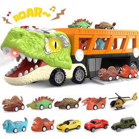 SpringFlower 11-in-1 dinosaur truck for imaginative play and storage.