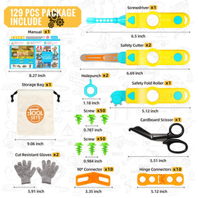 SpringFlower 129-piece cardboard tools set supporting hands-on STEM exploration