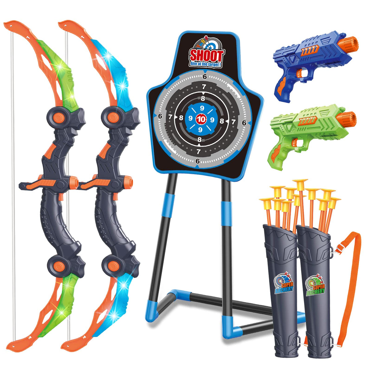 SpringFlower 2-Bow LED bow for kids enhances night targeting and aiming.