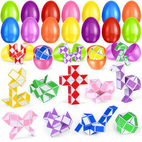 SpringFlower 24-pack Easter eggs with mini twist snake toys for imaginative egg hunts.