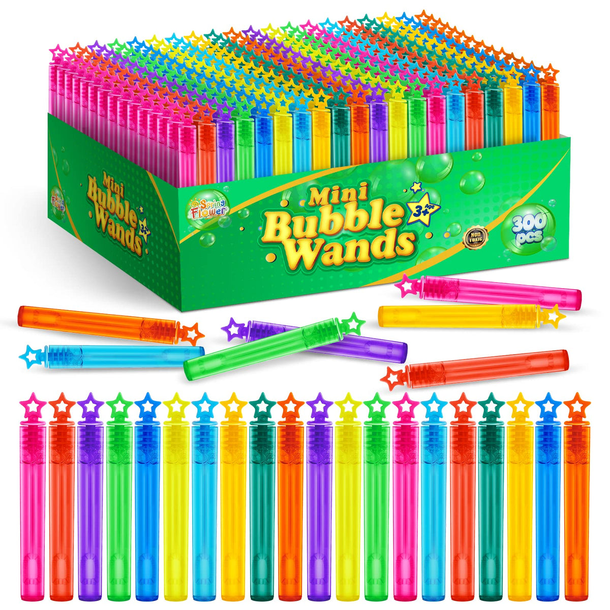 SpringFlower 300-pcs mini bubble wands for outdoor fun and easy sharing.