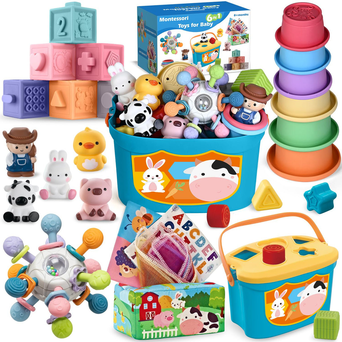 SpringFlower 6-in-1 baby toys set: ideal for color and shape exploration