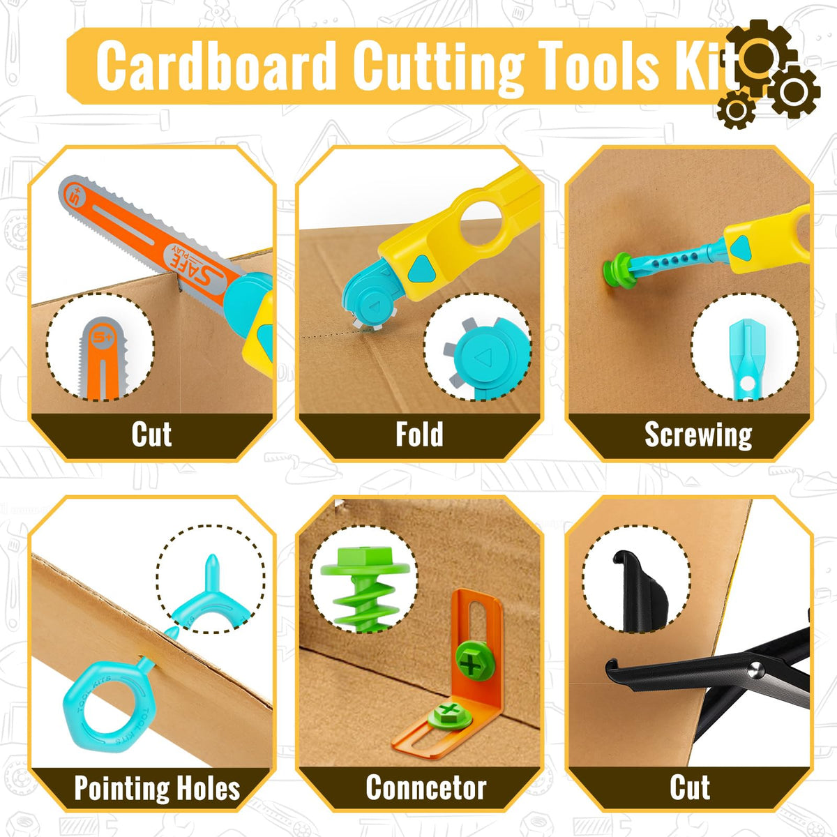 SpringFlower assembly connectors for versatile cardboard builds