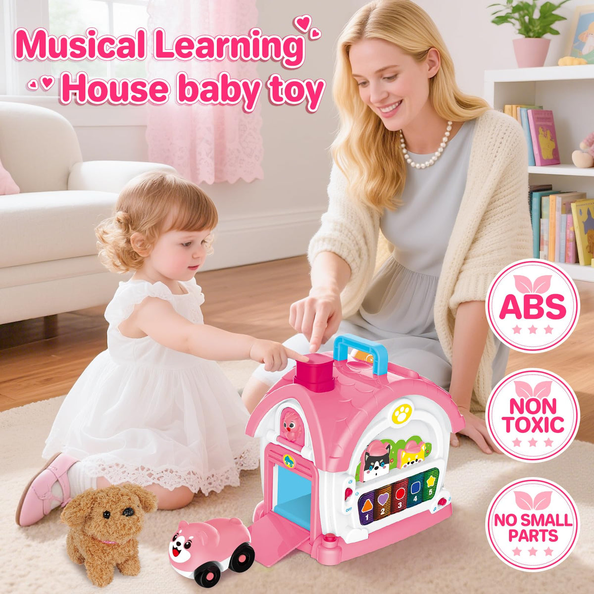 SpringFlower bright pink colors attract attention and aid concentration during play.