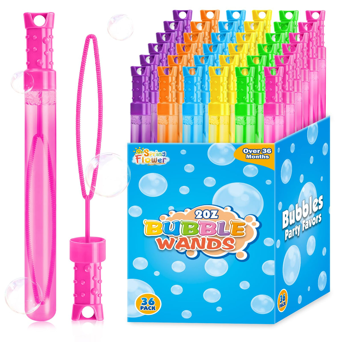 SpringFlower bubble wands in six colors for outdoor play