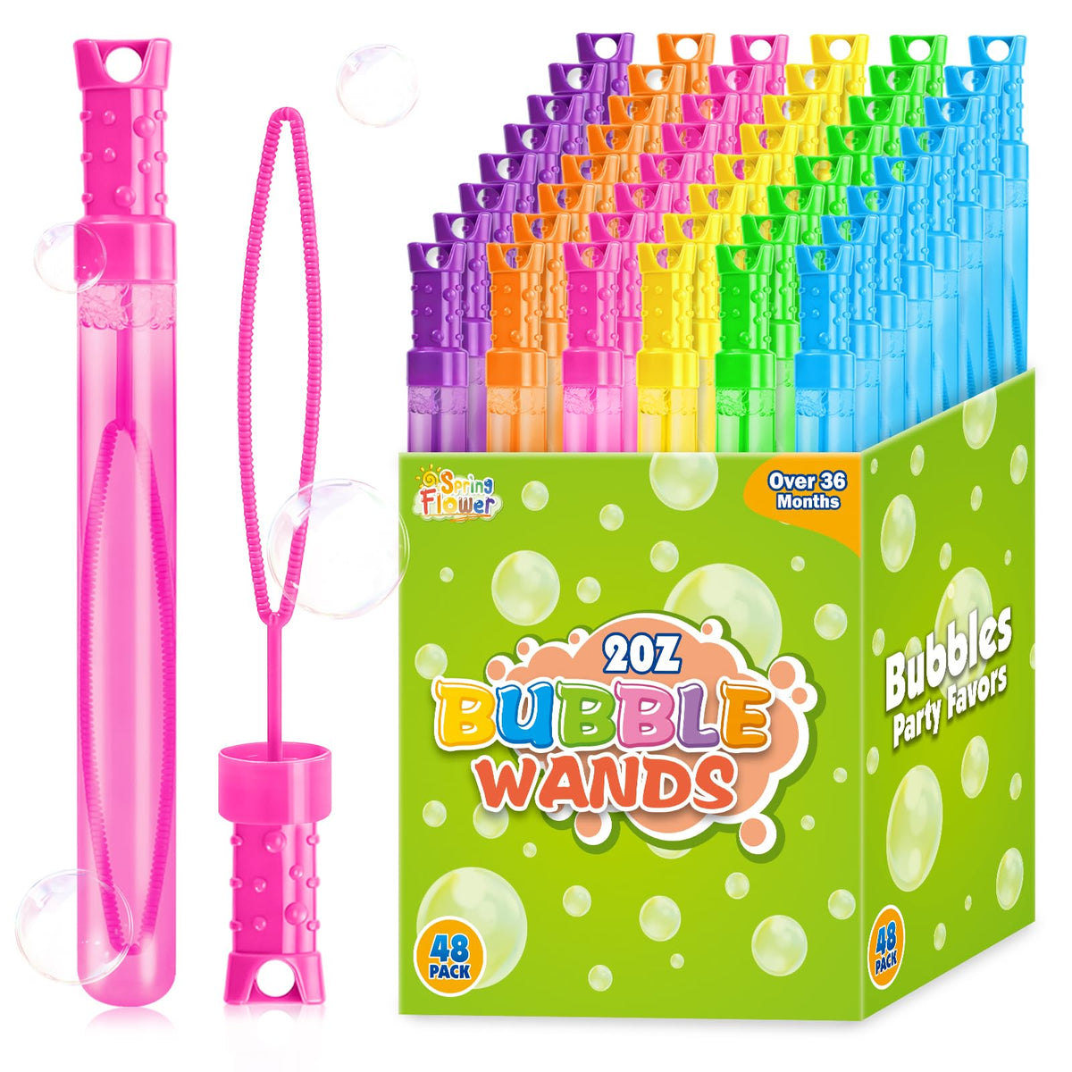 SpringFlower bubble wands in six colors for bright outdoor play