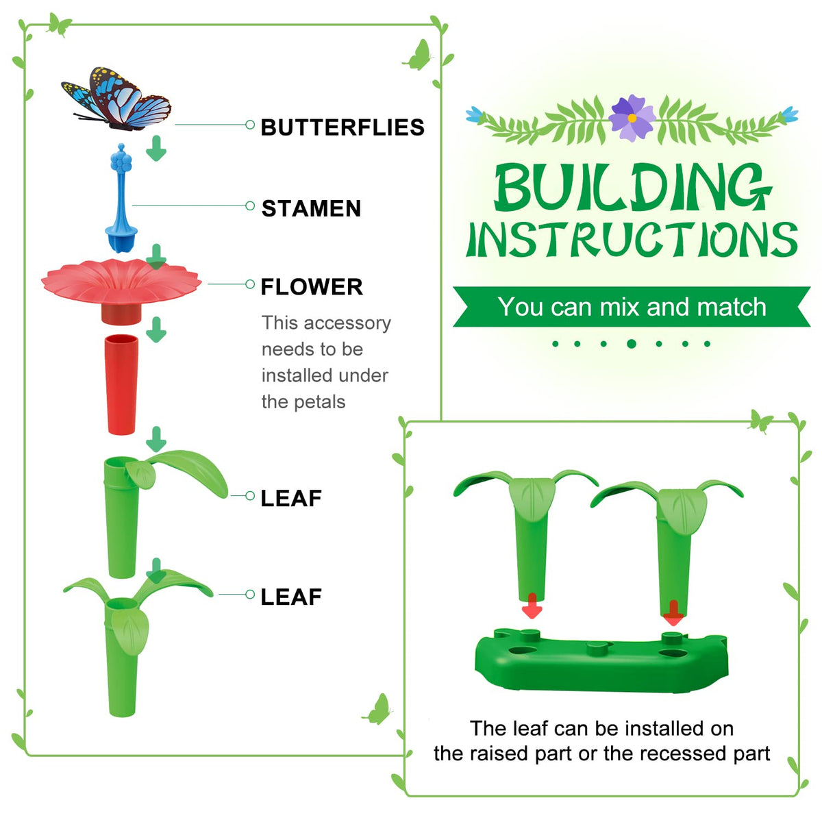 SpringFlower build and play activity creates colorful flower pots for pretend garden design.