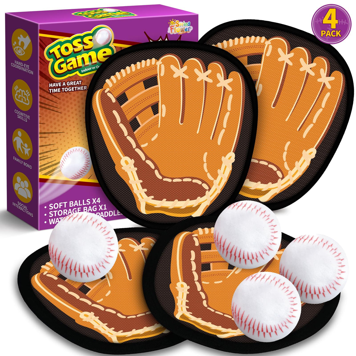 SpringFlower Catch and Toss Game outdoor kit on green lawn for family play