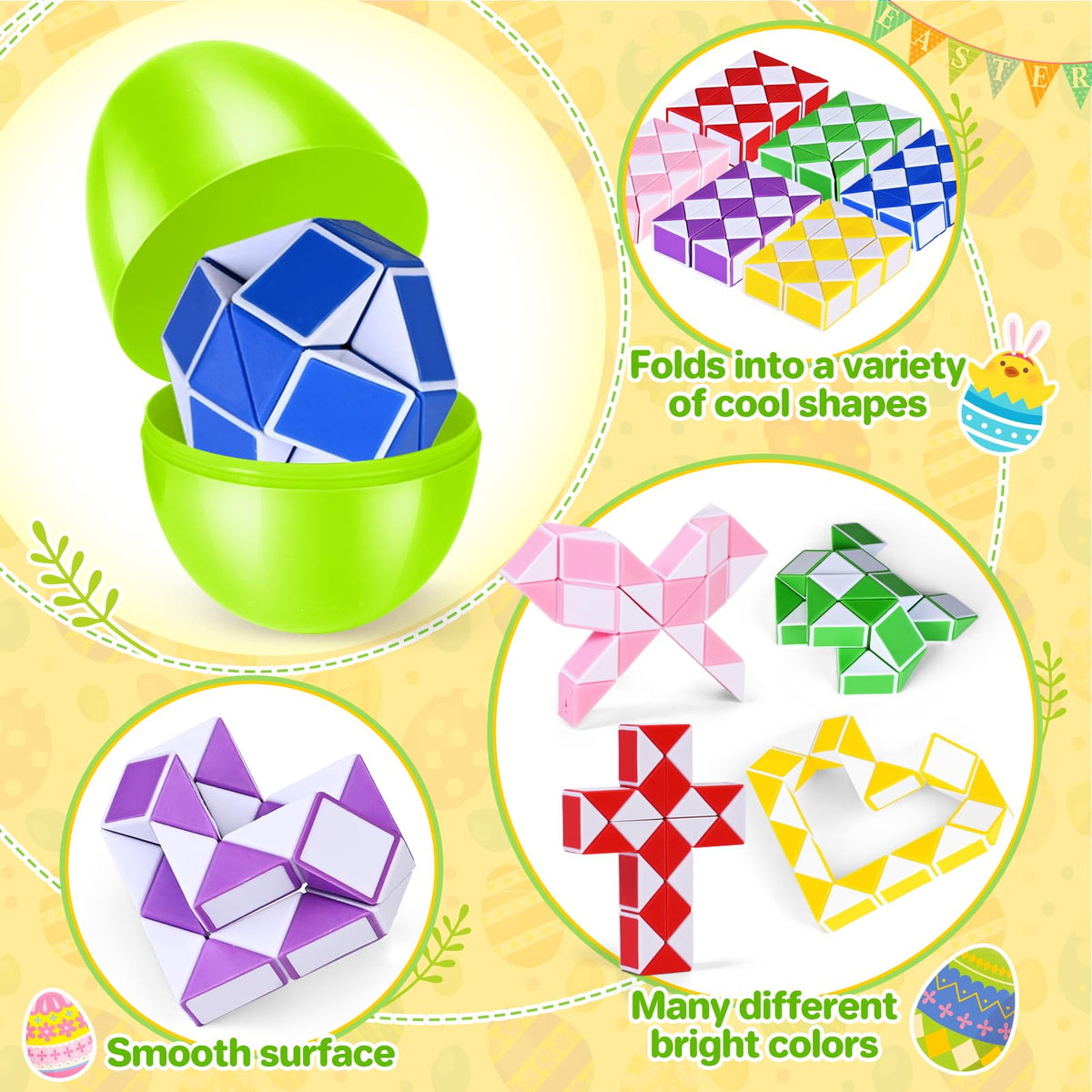 SpringFlower colorful Easter eggs with toys support festive celebrations for kids.