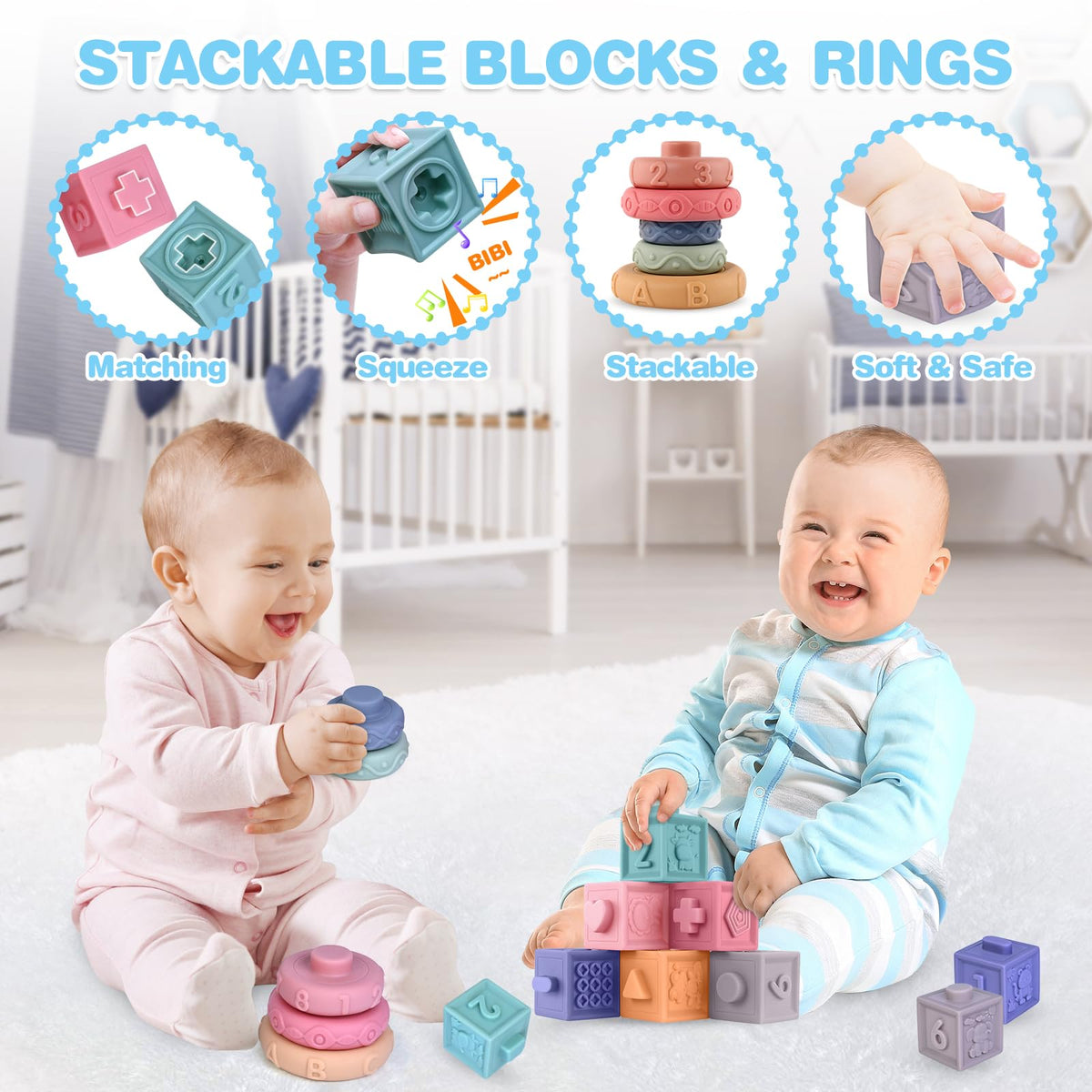 SpringFlower colorful rings promote grip and color recognition