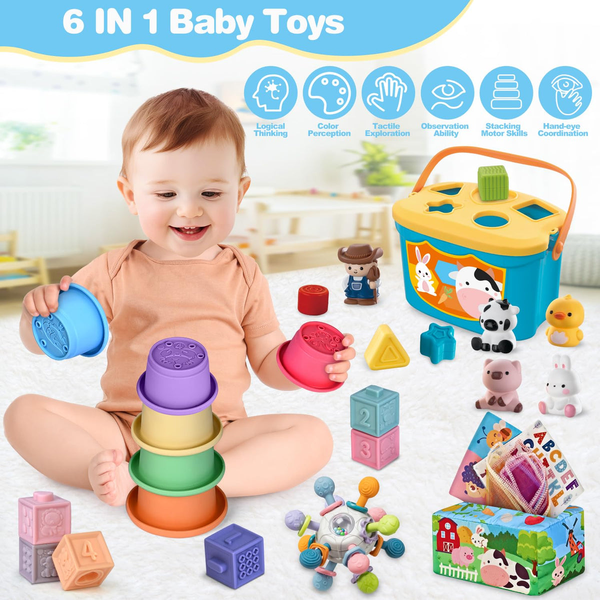 SpringFlower colorful stacking cups: supports stacking play and fine motor skills