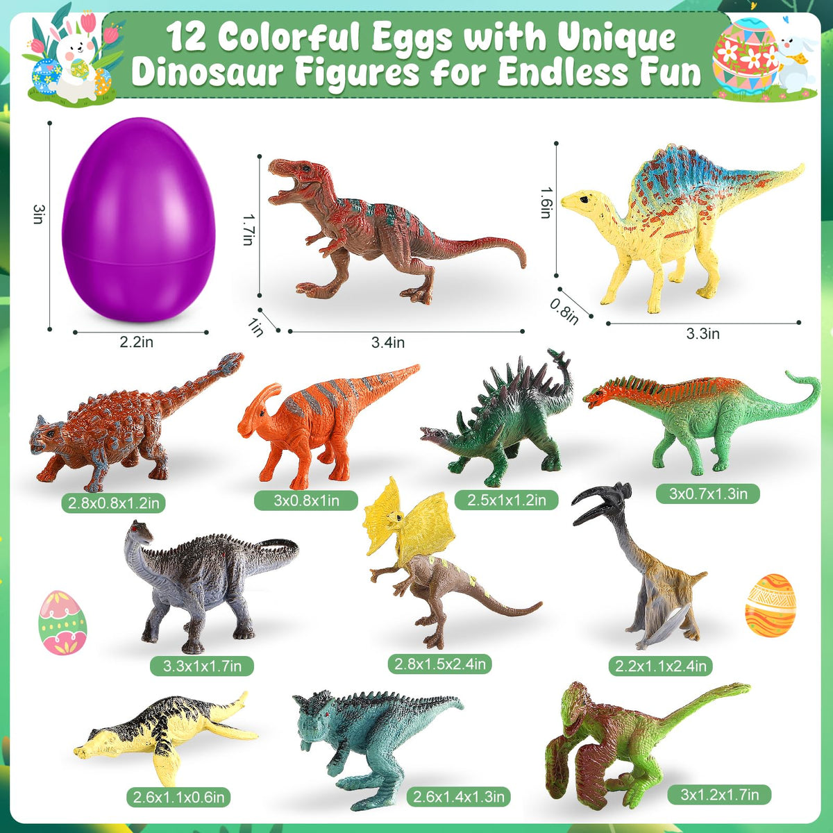 SpringFlower dinosaur figurines close-up showing detailed textures and colors.