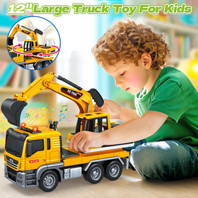 SpringFlower durable excavator truck toy built to withstand rough play indoors and outdoors.