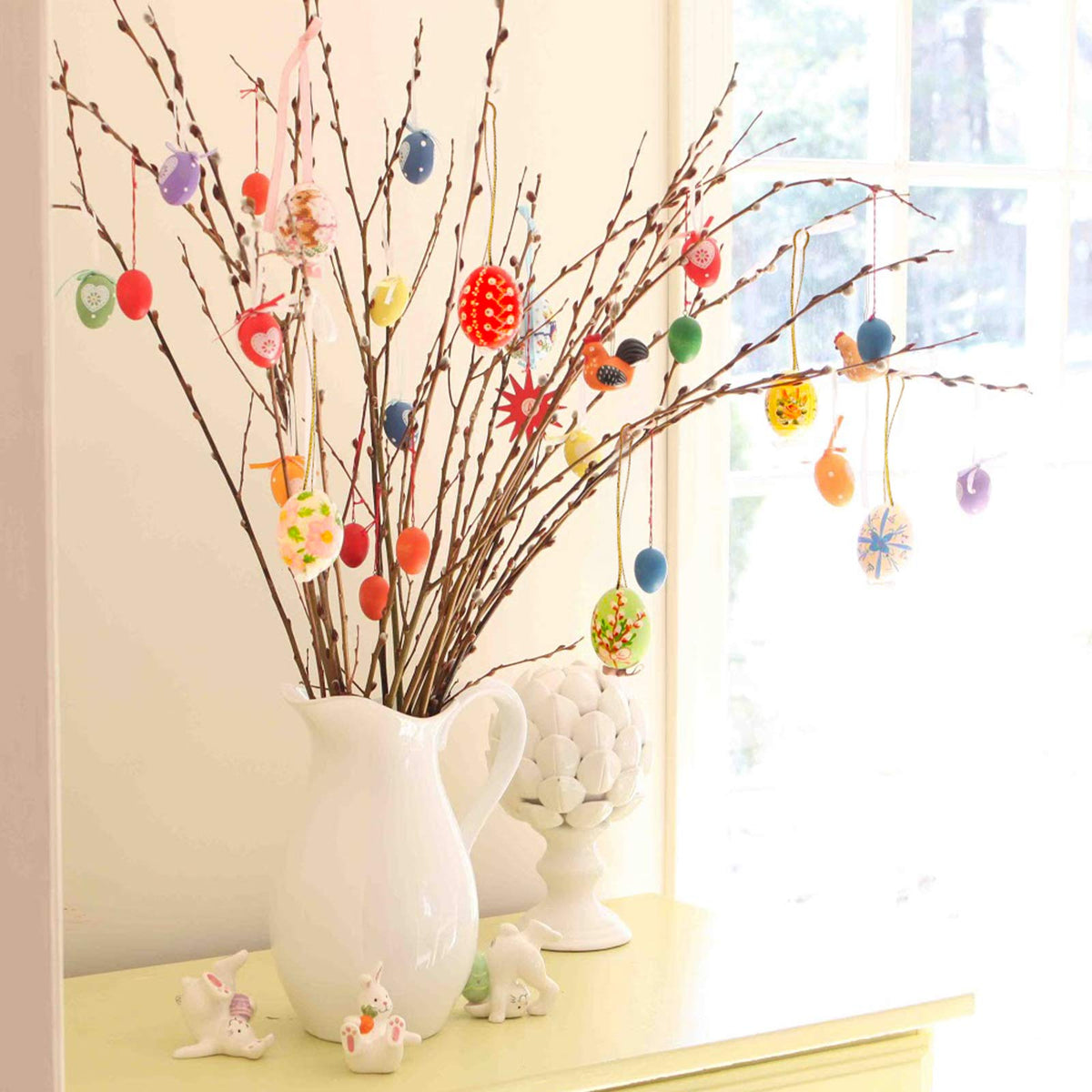 SpringFlower Easter decor ready-to-hang eggs brighten any party or classroom.