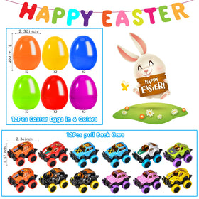 SpringFlower Easter eggs with pull-back trucks arrive in a beautiful gift box for festive gifting.